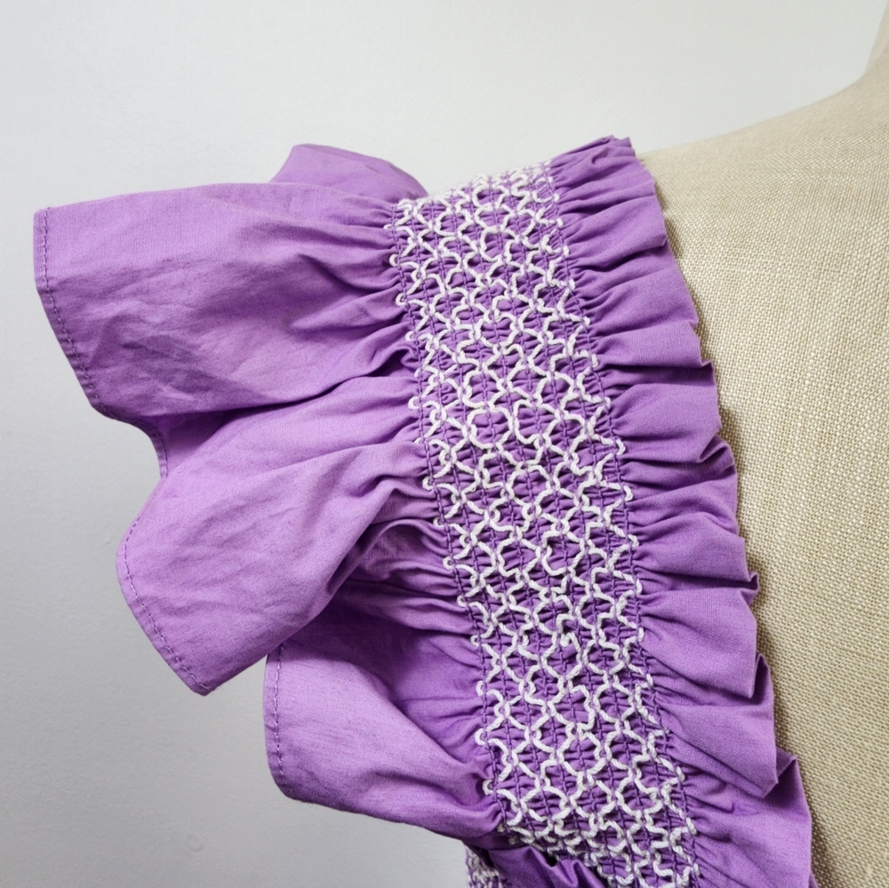 Aaron & Amber Women's Purple Smocked Dress, Size Large - Picture 10 of 13